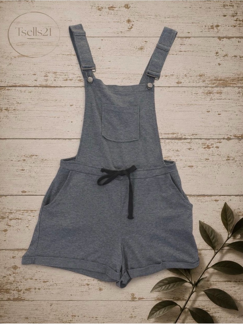 ShoSho Cozy Heather Grey Knit Overall Shorts / Romper - Size M